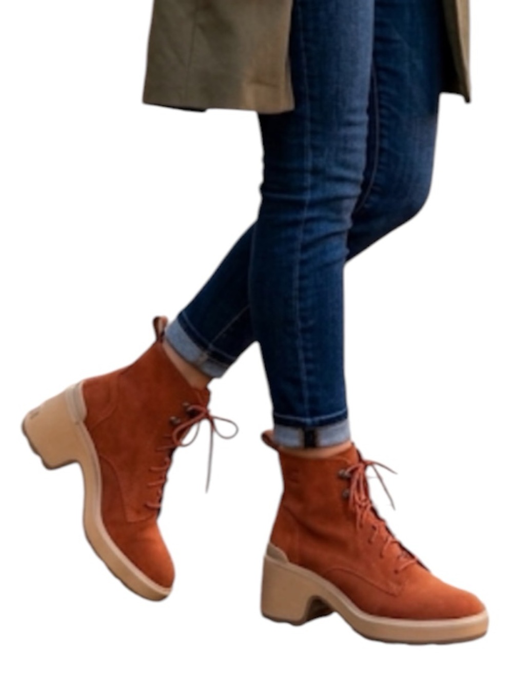 NWT Sorel Size 6 Rust / Burnt Orange Suede Lace-Up Boots Chunky NL4875-849
FF
